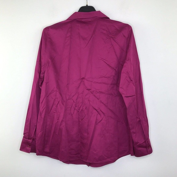 Chico’s Women's 0 Blouse Button Down No Iron Collared Solid Purple NWT U30 - Picture 4 of 4